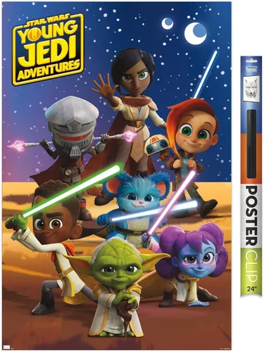 Vista 19 de Trends International Star Wars: Young Jedi Adventures - Póster de pared de grupo, 14.725 x 22.375 pulgadas, versión enmarcada de madera de granero