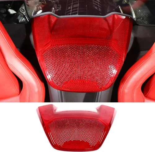 Vista 8 de Cubierta superior del altavoz trasero compatible con Corvette C8 Coupe 1LT 2020-2023 de fibra de carbono real, 1 unidad, accesorios de ajuste