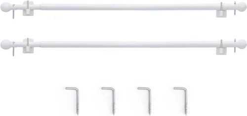 Vista 11 de jinchan Barras de cortina para puerta francesa, barras de cortina blancas ajustables sin taladrar con ganchos adhesivos, aluminio de 26 a 50 #Blanco