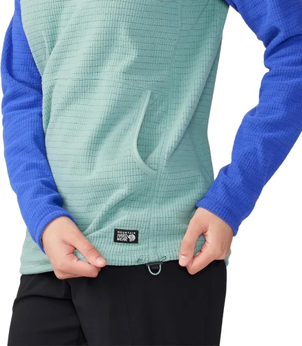 Vista 5 de Mountain Hardwear Sudadera con capucha Summit Grid para mujer, color verde liquenestampado azul, talla XL