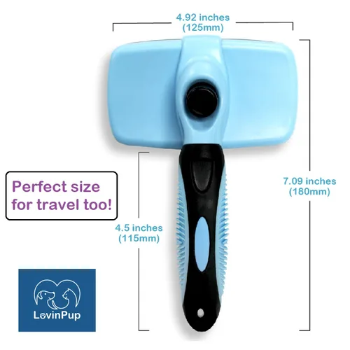 Vista 5 de Cepillo Slicker para Mascotas - Cepillo Autolimpiante para Perros y Gatos con Cerdas Retráctiles para Todo Tipo de Pelo - Púas de Masaje Eliminan