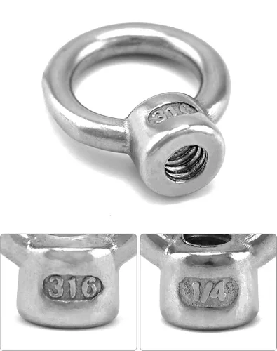 Vista 5 de QWORK Anillo de elevación, 10 unidades, 1/4" UNC, acero inoxidable de grado marino 316 Paquete de 10
