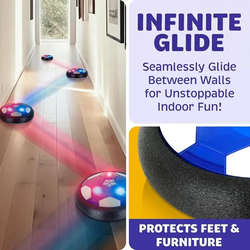 Vista 2 de Pelota de Fútbol Hover - Pelota de Fútbol Interior, Juegos de Juguete Volador Interior (2 Discos Flotantes + 2 Porterías) Regalos de Cumpleaños