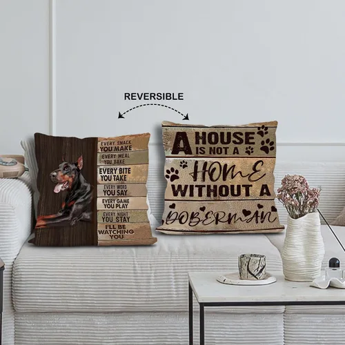 Vista 3 de Knibeo Doberman - Fundas de almohada reversibles de 18 x 18 pulgadas, regalos para mujeres y hombres, decoración para amantes de los perros, funda