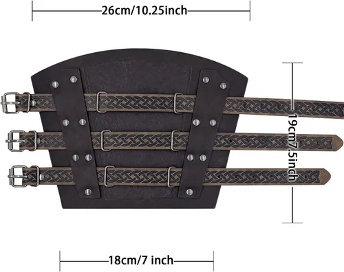 Vista 6 de HiiFeuer Brazaletes de cuero sintético medieval vintage, hebilla retro que sujeta los protectores de brazos mercenarios, guanteletes de caballero