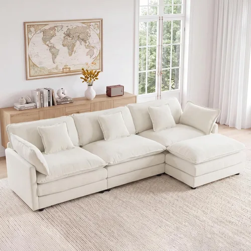 Vista 12 de GNIXUU Sofá de dos plazas blanco beige de 76 pulgadas, sofá de dos plazas