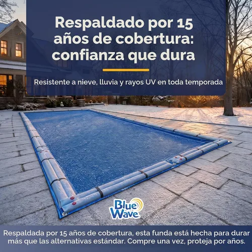 Vista 7 de Blue Wave Cubierta de invierno dorada de 15 años para piscina enterrada rectangular de 12 pies x 20 pies