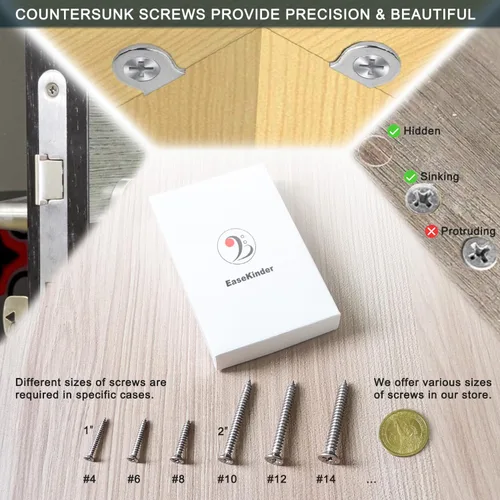 Vista 5 de Tornillos para madera, 120 tornillos Phillips de cabeza plana, tornillo de acero inoxidable 304 con kit de avellanado de madera ajustable (#4 x 1)