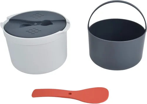Vista 9 de Olla arrocera para microondas, vaporera para microondas, olla para pasta, 2 L, juego de arrocera para microondas, pasta, papa, verduras, quinua