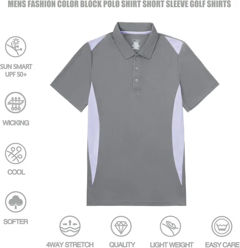 Vista 3 de Corna Camisas de golf para hombre que absorben la humedad, secado rápido, manga corta, informal, polo para hombre