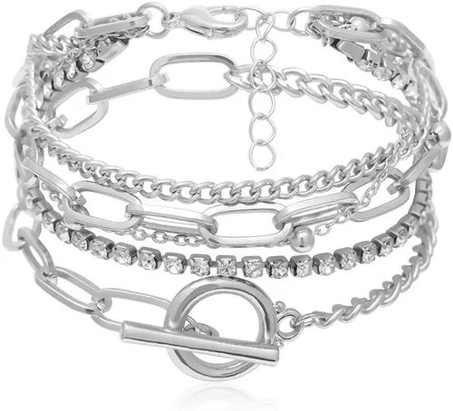 Vista 8 de Joya - Pulsera de clip de papel dorado ajustable con capas apiladas para mujer y niña