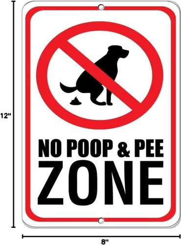 Vista 2 de Letrero de metal de aluminio con texto en inglés «No Poop & Pee Zone Style 3»