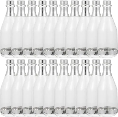 Vista 10 de Contenedor para botellas de dulces, 20 botellas pequeñas de plástico transparente para dulces, contenedor de botellas para baby shower, boda, fiesta