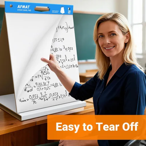 Vista 7 de AFMAT Tabletop Sticky Easel Pad & Dry Erase Board 2 in 1, 20 x 23 in Portable Easel Stands for Teachers, Super Sticky & Bleed-Resistant, Ideal for