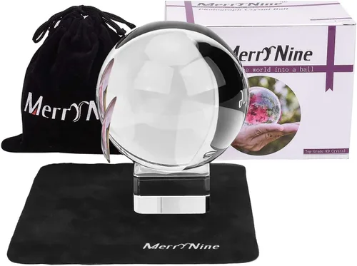 Vista 8 de MerryNine Bola de cristal con soporte para regalo de decoración del hogar Negro, cristal K9, bola de fotografía de vidrio con soporte, esfera
