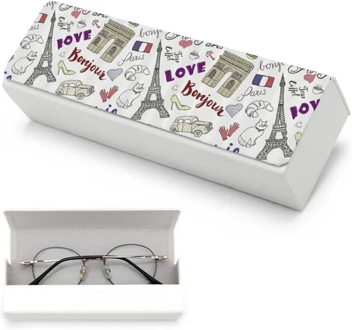Vista 5 de I Love Paris - Estuche para gafas unisex, caja protectora portátil a la moda, contenedor para gafas