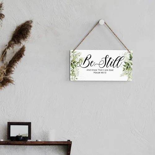 Vista 6 de Be Still And Know That I Am God - Decoración de sala de oración con versículo bíblico rústico, letrero de madera impreso, arte de pared, regalos
