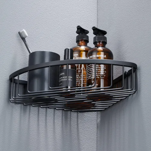 Vista 15 de Organizador esquinero para ducha, SUS304 de acero inoxidable, resistente al óxido, estante de almacenamiento montado en la pared para baño, cocina