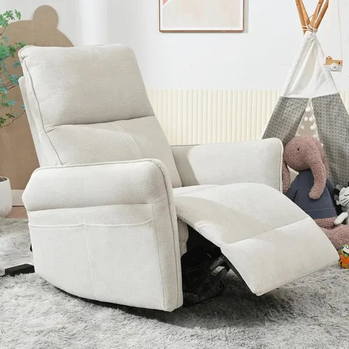 Vista 7 de Silla reclinable giratoria, mecedora manual para cuarto de bebé Gris oscuro