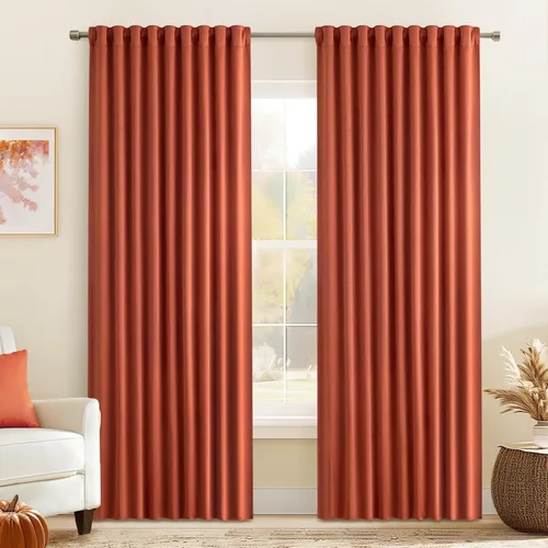 Vista 102 de MIULEE Cortinas opacas con pestaña trasera de 63 pulgadas de largo, juego de 2 paneles para sala de estar, dormitorio, privacidad, bolsillo