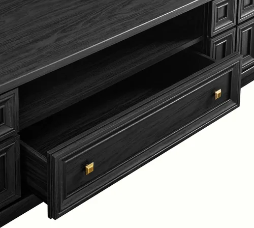 Vista 9 de Modway Samos - Soporte retro para TV de 59 pulgadas con patrón geométrico en negro, mueble consola de TV vintage con almacenamiento y organización