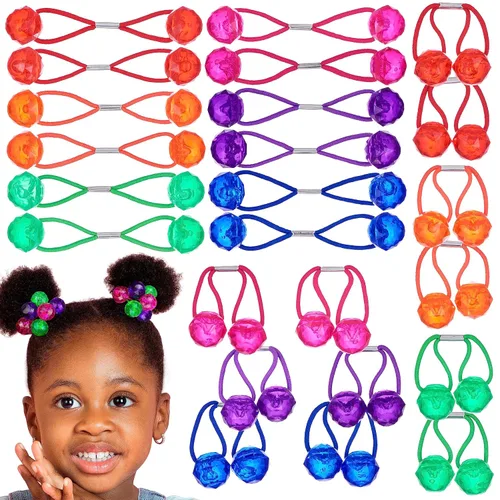 Vista 18 de Colección de 20 piezas de coleteros, bolas de cola de caballo, gomas elásticas, cuentas de pelo de 18 mm redondas, opacas, multicolores, dobles 59.1
