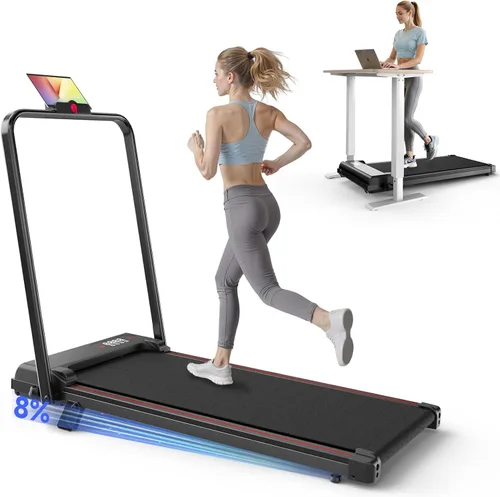 Vista 13 de Walking Pad Treadmill with Handle Bar,Walking Pad with Incline 8%,2.5HP Quiet Under Desk 320 lbs 2 in 1Treadmills for Home Office,Compact Foldable