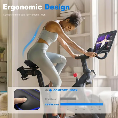 Vista 3 de Asiento de bicicleta de gran tamaño, cómodo asiento de bicicleta, asiento de bicicleta de repuesto universal, asiento de bicicleta de cuero Azul