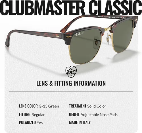 Vista 36 de Ray-Ban RB3016 CLUBMASTER CLASSIC - Gafas de sol de forma cuadrada con kit oficial de gafas