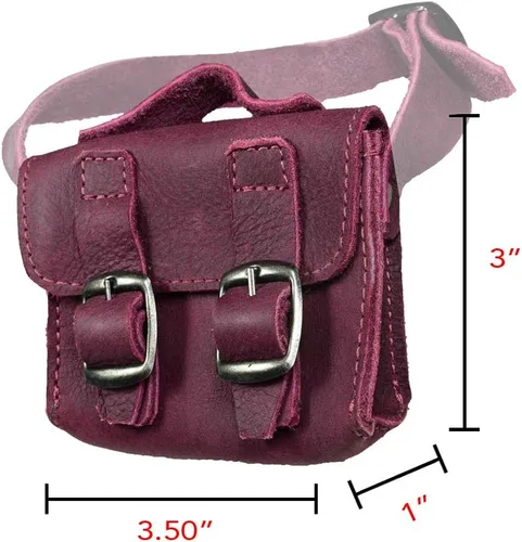 Vista 5 de Hide & Drink, Mini bolso de mensajero hecho a mano de cuero de grano completo