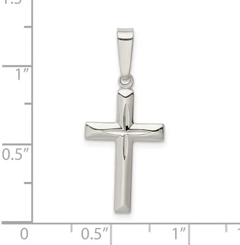 Vista 3 de Colgante de cruz de plata de ley 925 maciza con corte de diamante, pequeño, 0.906 in x 0.512 in, regalos de joyería para mujeres, esposa, mamá