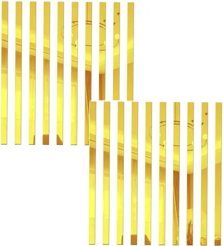 Vista 8 de 10 calcomanías de pared de espejo, diseño a rayas, espejo, azulejos, bricolaje, autoadhesivas, línea de pared, calcomanías de borde, láminas