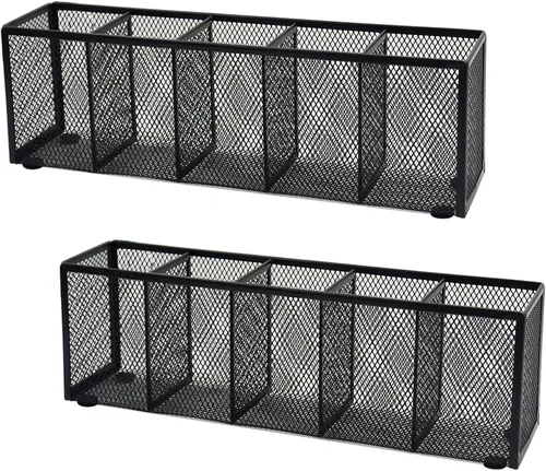 Vista 13 de 2 soportes para lápices de malla negra, pequeño organizador de escritorio de metal para escritorio, artículos de oficina, soporte de almacenamiento