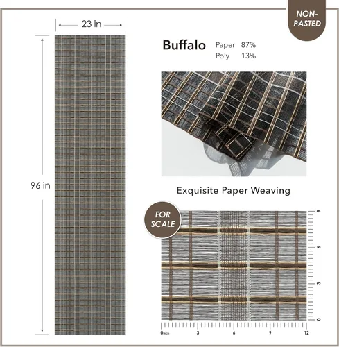 Vista 4 de GoDear Design Papel tapiz texturizado de bambú, material de pantalla de tejido abierto, tela natural para cambio de imagen de muebles, pantalla