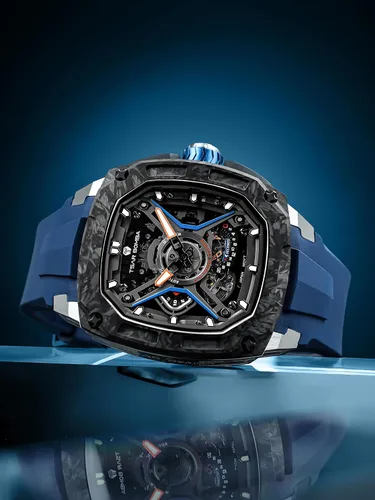 Vista 3 de TSAR BOMBA Relojes automáticos para hombre, reloj de pulsera mecánico de esqueleto de lujo para hombre, 164.0 ft, impermeable, a la moda, reloj