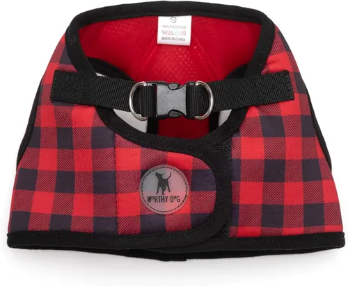 Vista 5 de THE WORTHY DOG Easy Step-in Mesh Harness for Small Dogs, Red Be Mine - Rojo