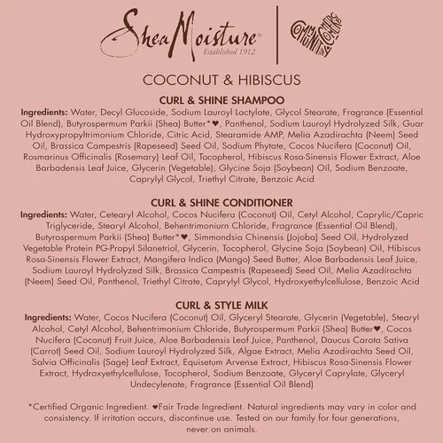 Vista 10 de SheaMoisture Hidratar y definir champú, acondicionador y leche de peinado para el cuidado del cabello rizado coco e hibisco con manteca de karité