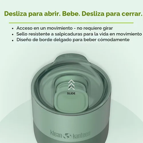 Vista 5 de Klean Kanteen Vaso de 8 oz Rise Lowball – Vaso aislado de acero inoxidable – Tapa deslizante a prueba de salpicaduras – Climate Lock aislado al