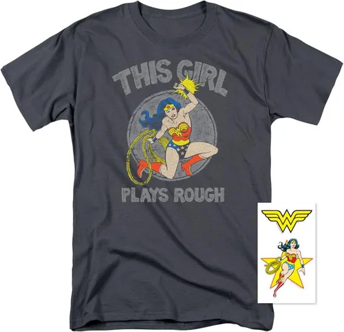 Vista 2 de Popfunk Camiseta y pegatinas con licencia Wonder Woman Plays Rough