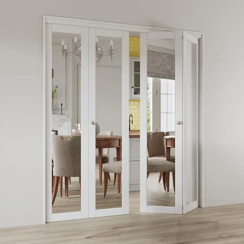 Vista 7 de Puertas plegables para apertura de 24 x 80 pulgadas. Puerta de armario plegable con espejo con perilla y kit de herramientas, puerta