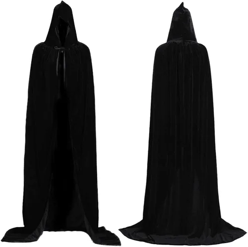 Vista 3 de Capa con capucha unisex de terciopelo largo para disfraces de Halloween