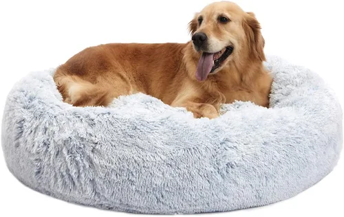 Vista 26 de Bedfolks Cama calmante en forma de dona, camas redondas y esponjosas de 23 pulgadas para perros pequeños, lavable a máquina, antiansiedad, cama