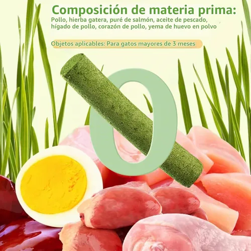 Vista 3 de Palitos de dentición de hierba natural para gatos, palillo masticable para eliminar bolas de pelo