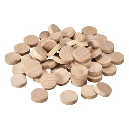Vista 7 de uxcell 60 tapones de madera de cabeza plana, tapón de tornillo de botón de madera de 3/8 pulgadas, tapones de madera para agujeros de tornillo