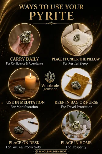 Vista 5 de Wholesalegemshop Pirita dorada natural de una sola pieza en trozos de piedra preciosa de roca Espiritual Miedo Cristal Curación Reiki Feng Shui