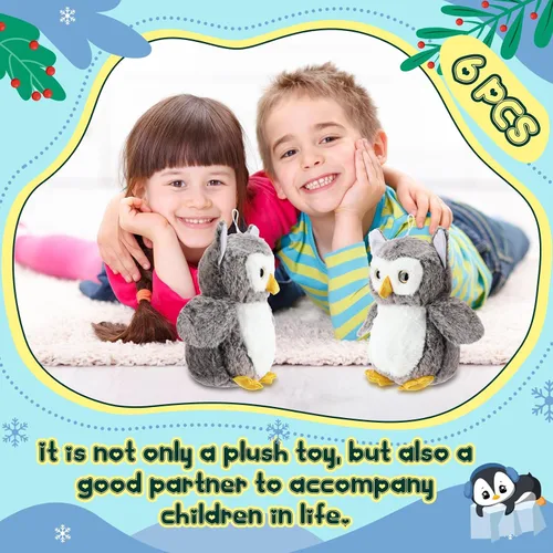 Vista 4 de Jenaai 6 piezas de animales de peluche de búho para bebés, juguete de peluche suave, búho relleno, recuerdos de fiesta de mago para niños pequeños