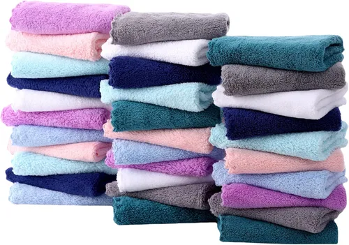 Vista 16 de Paquete de 16 toallitas para bebé - 10x10 pulgadas, vellón de coral - Paños de lavado extra absorbentes y suaves para recién nacidos, bebés y niños