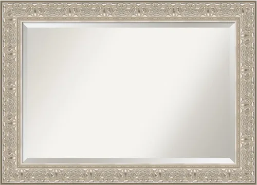 Vista 32 de Amanti Art - Espejo de baño plateado para sobre lavabo, espejo rectangular de níquel cepillado de 33x43, marco moderno extragrande, se cuelga