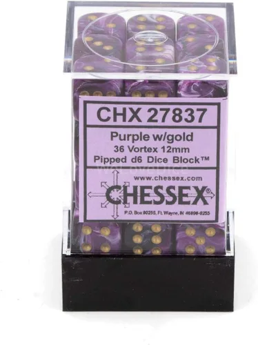 Vista 3 de DND - Juego de dados Chessex D&D de 0.472 in, juego de dados poliédricos de plástico vórtice morado y dorado, dados de mazmorras y dragones, incluye