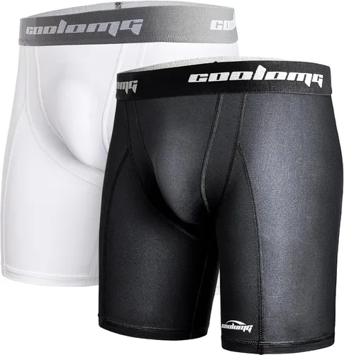 Vista 10 de COOLOMG Paquete de 2 pantalones cortos de compresión para niños con Negro